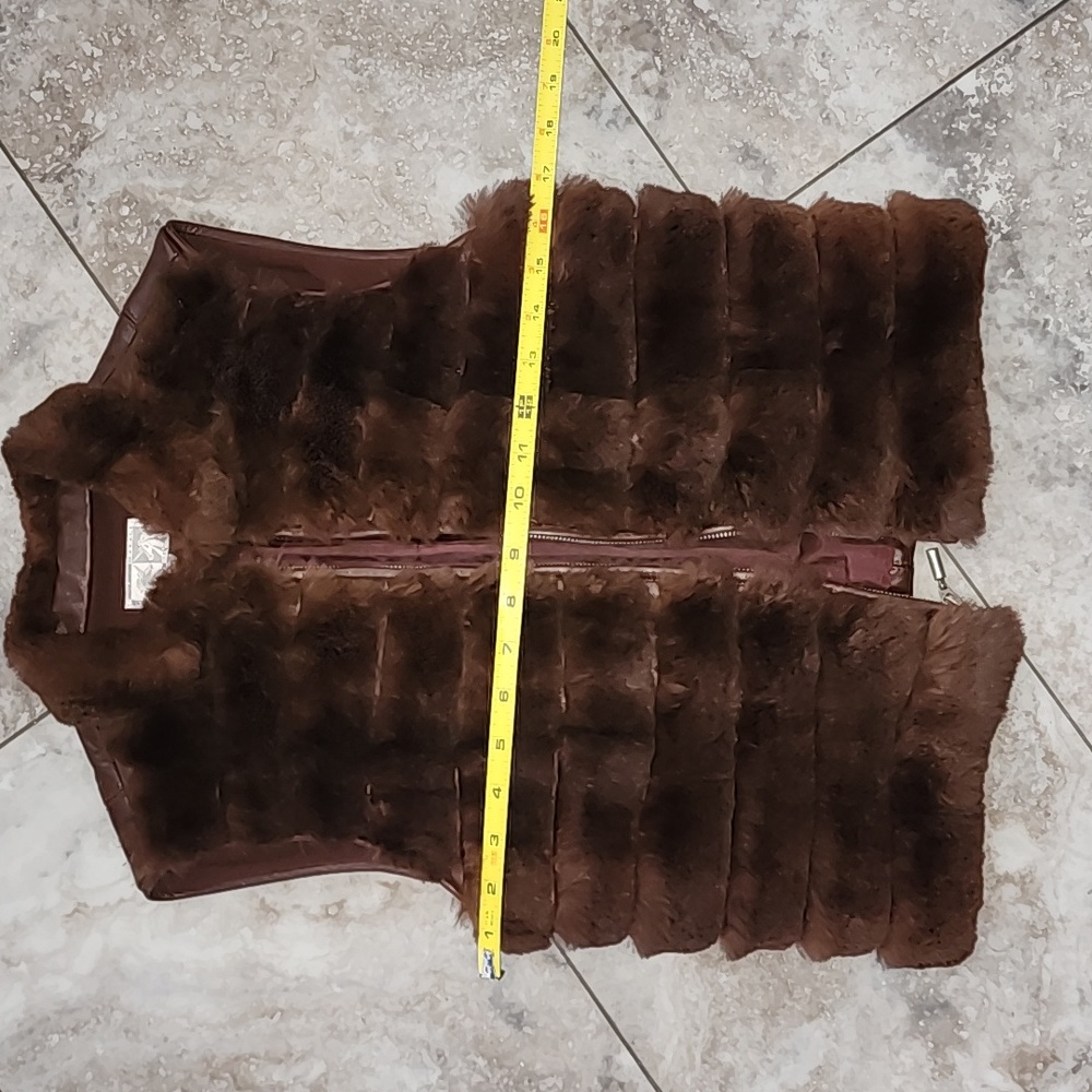 ALBERTO MAKALI EUC REAL LEATHER N REAL FUR ZIP FRONT LINED VEST SIZE 6 - Picture 7 of 7